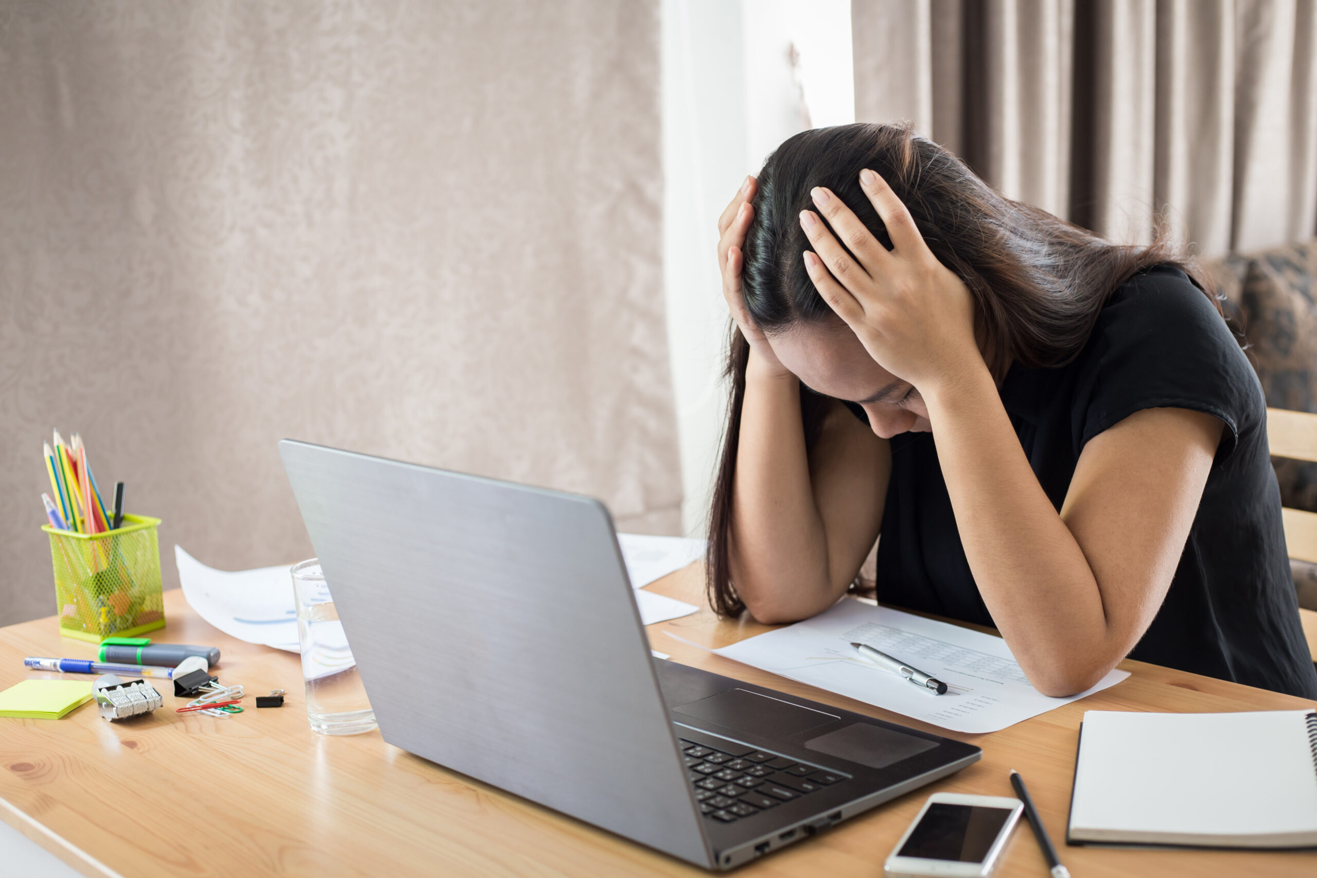 Worried businesswoman